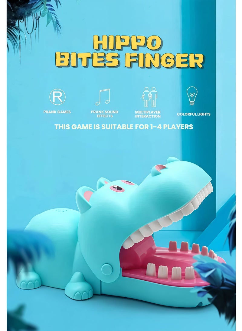 EASY FUTURE Tabletop Board Game with LED Light and Sound Hippo Teeth Toys Game for Kids Family Entertainment Game Hippo Biting Finger Games Funny Toys Dentist Practical Joke Toys for Party Gift NO.2104 - Image 4